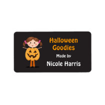 Cute pumpkin girl Halloween kitchen label