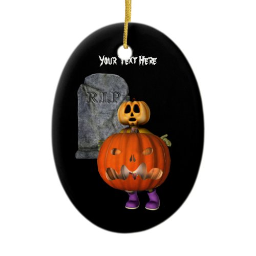 Cute Pumpkin Man Tombstone Halloween Ornament ornament