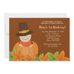 Cute Pumpkin Thanksgiving 5x7 Birthday Invitation