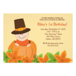 Cute Pumpkin Thanksgiving 5x7 Birthday Invitation