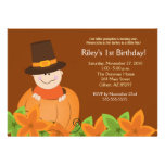 Cute Pumpkin Thanksgiving 5x7 Birthday Invitation