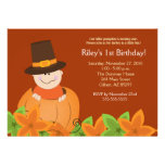 Cute Pumpkin Thanksgiving 5x7 Birthday Invitation