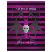 Cute punk goth skull with bat wings fuscia full color flyer