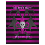 Cute punk goth skull with bat wings fuscia flyers