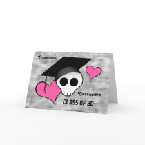 Cute punk skull graduation cards