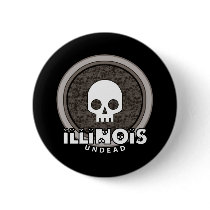 Cute Punk Skull Illinois Button Dark