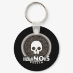 Cute Punk Skull Illinois Keychain Dark