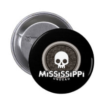 Cute Punk Skull Mississippi Button Dark