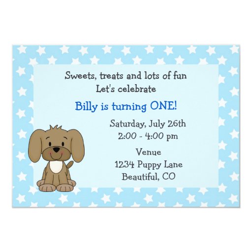 Cute Puppy 1st Birthday Invitation for Boys Zazzle
