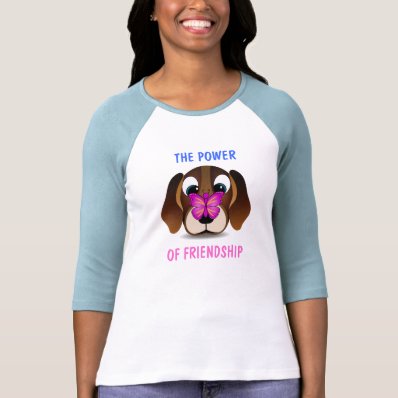 Cute Puppy and Butterfly Friendship Womens T-Shirt Tee Shirts