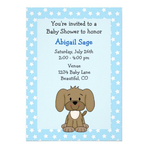 Cute Puppy Baby Boy Shower Invitation