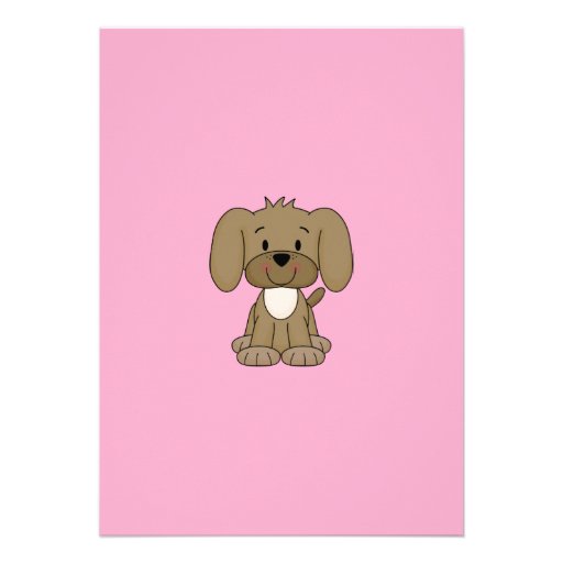 Cute Puppy Baby Girl Shower Invitation