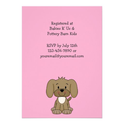 Cute Puppy Baby Girl Shower Invitation