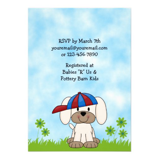 Cute Puppy Baby Shower Invitation for Boys