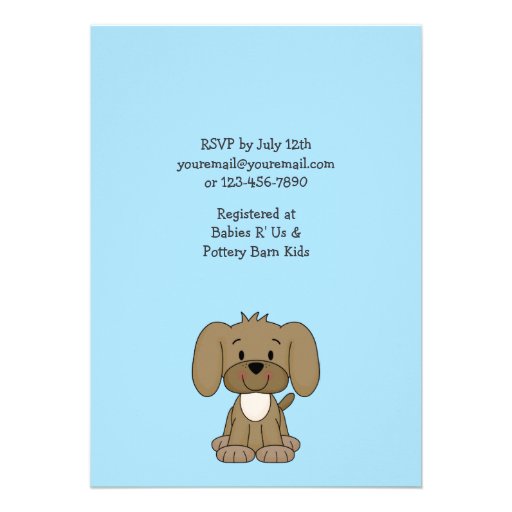 Cute Puppy Baby Shower Invitation for Boys