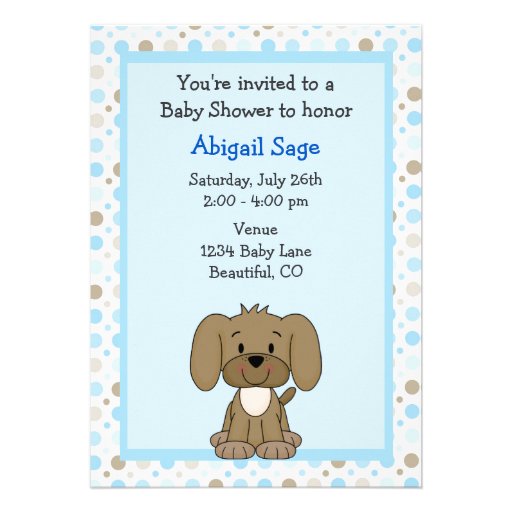 Cute Puppy Baby Shower Invitation for Boys
