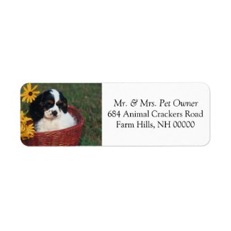 Cute Puppy Basket Return Address Mail Stickers label
