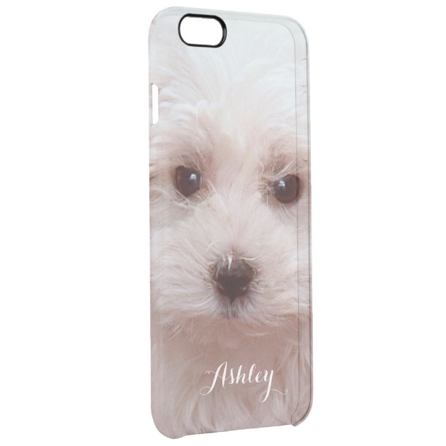 Cute Puppy Close Up Face with Custom Monogram Name Uncommon Clearlyâ„¢ Deflector iPhone 6 Plus Case-2