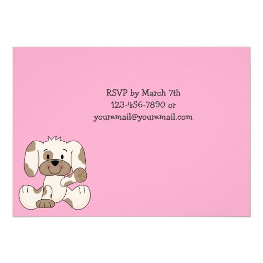 Cute Puppy Dog 1st Birthday Invitation for Girls