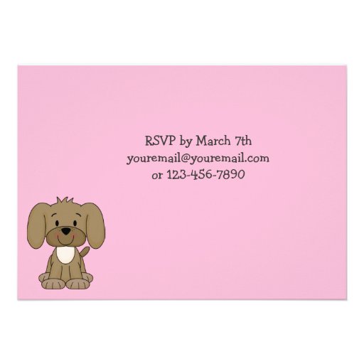 Cute Puppy Dog 1st Birthday Invitation for Girls