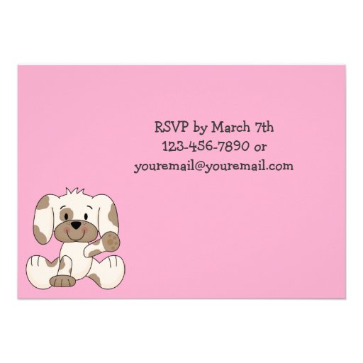 Cute Puppy Dog 1st Birthday Invitation for Girls