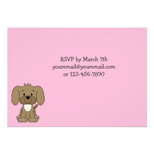 Cute Puppy Dog 1st Birthday Invitation for Girls