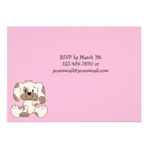 Cute Puppy Dog 1st Birthday Invitation for Girls