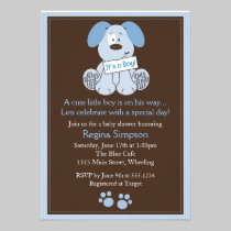 Cute Puppy Dog Baby Shower Invitation Blue invitations