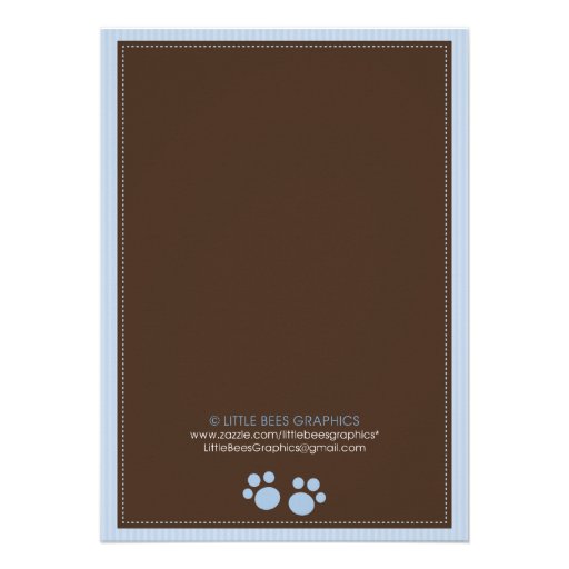 Cute Puppy Dog Baby Shower Invitation Blue