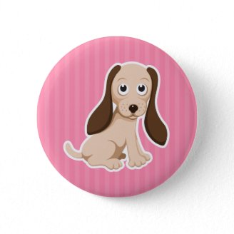 Cute puppy dog cartoon button