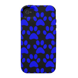 Cute Puppy Dog Paw Prints Blue Black Vibe iPhone 4 Cover