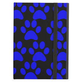 Cute Puppy Dog Paw Prints Blue Black iPad Folio Cases