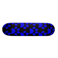 Cute Puppy Dog Paw Prints Blue Black Skateboard Decks