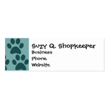 Cute Puppy Dog Paw Prints Blue Gray Dog Lovers Business Card Template