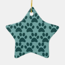 Cute Puppy Dog Paw Prints Blue Gray Dog Lovers Ornament