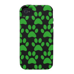 Cute Puppy Dog Paw Prints Green Black iPhone 4 Covers