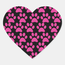 Cute Puppy Dog Paw Prints Hot Pink Black Stickers