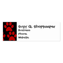 Cute Puppy Dog Paw Prints Red Black Business Card