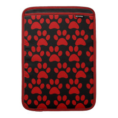 Cute Puppy Dog Paw Prints Red Black MacBook Sleeves