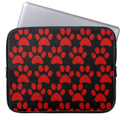 Cute Puppy Dog Paw Prints Red Black Computer Sleeve