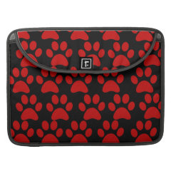 Cute Puppy Dog Paw Prints Red Black Sleeves For MacBooks