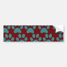 Cute Puppy Dog Paw Prints Red Blue Bumper Sticker