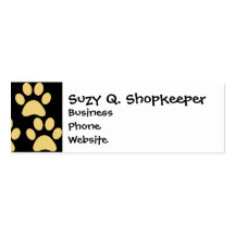 Cute Puppy Dog Paw Prints Tan Black Business Card