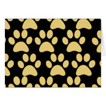 Cute Puppy Dog Paw Prints Tan Black Card
