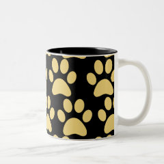 Cute Puppy Dog Paw Prints Tan Black Coffee Mug