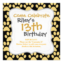 Cute Puppy Dog Paw Prints Tan Black Custom Announcement