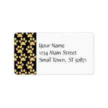 Cute Puppy Dog Paw Prints Tan Black Labels