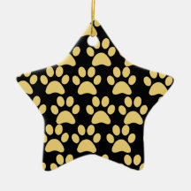 Cute Puppy Dog Paw Prints Tan Black Ornament