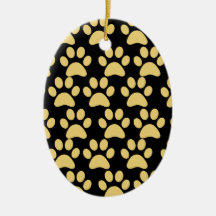 Cute Puppy Dog Paw Prints Tan Black Ornaments