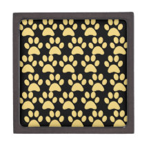Cute Puppy Dog Paw Prints Tan Black Premium Jewelry Box